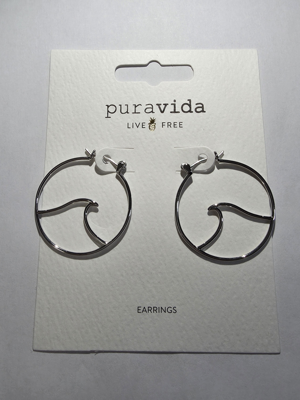 Pura Vida Silver Wave Hoop Earrings